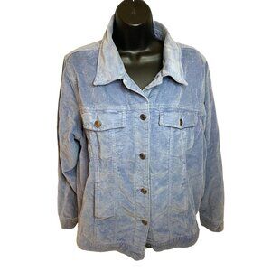Vintage Light Blue Corduroy Snap Front Jacket Sz M